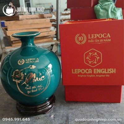 Bình Hút Lộc Men Ngọc Lục Bảo In Logo Quà Tặng Doanh Nghiệp