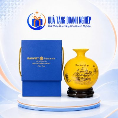 Bình Hút Lộc Men Vàng Thuận Buồm Xuôi Gió In Logo Quà Tặng Doanh Nghiệp