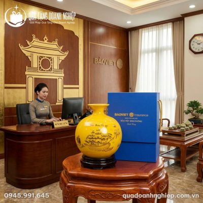 Bình Hút Lộc Men Vàng Thuận Buồm Xuôi Gió In Logo Quà Tặng Doanh Nghiệp