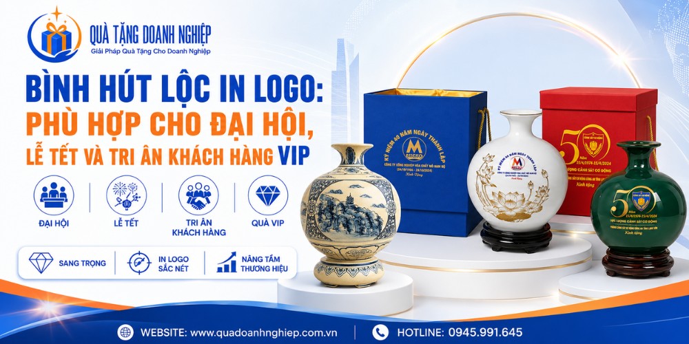 Bình hút lộc in logo quà tặng đại hội, lễ tết, tri ân