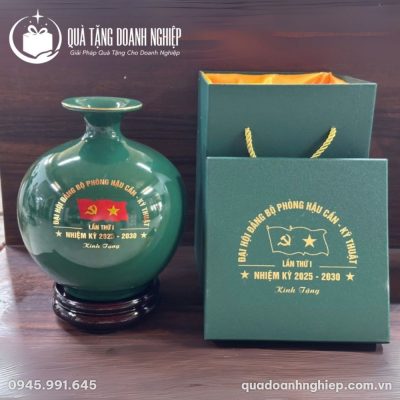 Bình Hút Lộc Sứ Men Lục Bảo Thuận Buồm Xuôi Gió In logo Quà Tặng Doanh Nghiệp
