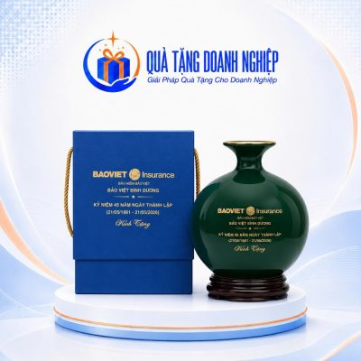 Bình Hút Tài Lộc Gốm Sứ Xanh Lục Bảo Quà Tặng Doanh Nghiệp In Logo