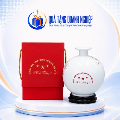 Bình Hút Tài Lộc Vẽ Tay Đào Hạc Phú Quý In Logo Quà Tặng Doanh Nghiệp