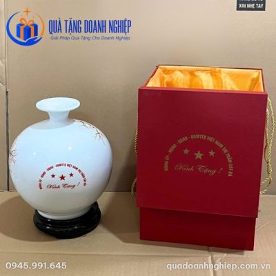 Bình Hút Tài Lộc Vẽ Tay Đào Hạc Phú Quý In Logo Quà Tặng Doanh Nghiệp