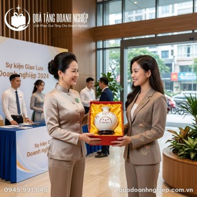 Bình Hút Tài Lộc Vẽ Tay Đào Hạc Phú Quý In Logo Quà Tặng Doanh Nghiệp