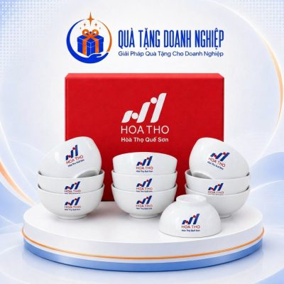 Bộ 10 bát cơm men trắng gốm sứ Bát Tràng in logo quà tặng BC-08 - Ảnh đại diện