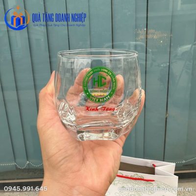 Bộ 6 Cốc Thủy Tinh Lùn Vát Kim Cương Quà Tặng Doanh Nghiệp In Logo