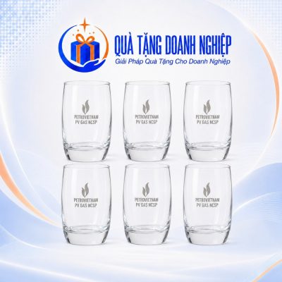 Bộ 6 Ly Thủy Tinh Dáng Trụ Cao In Logo Quà Tặng Doanh Nghiệp