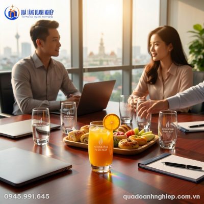 Bộ 6 Ly Thủy Tinh Dáng Trụ Cao In Logo Quà Tặng Doanh Nghiệp