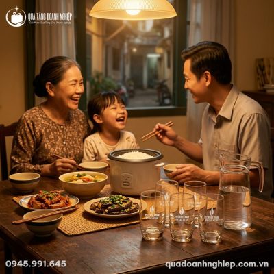 Bộ 6 Ly Thủy Tinh Dáng Trụ Cao In Logo Quà Tặng Doanh Nghiệp