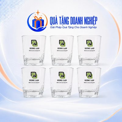 Bộ 6 Ly Thủy Tinh Lùn Khía Đáy Quà Tặng Doanh Nghiệp In Logo