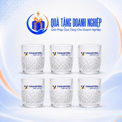 Bộ 6 Ly Thủy Tinh Vân Kim Cương Quà Tặng Doanh Nghiệp In Logo