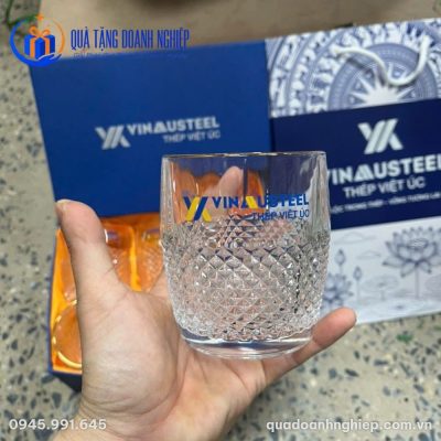 Bộ 6 Ly Thủy Tinh Vân Kim Cương Quà Tặng Doanh Nghiệp In Logo
