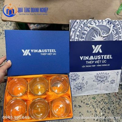 Bộ 6 Ly Thủy Tinh Vân Kim Cương Quà Tặng Doanh Nghiệp In Logo