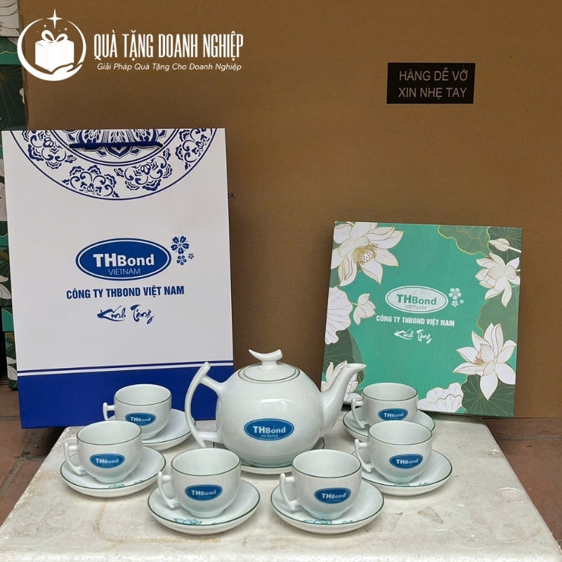 Bộ ấm chén quà tặng in logo thương hiệu