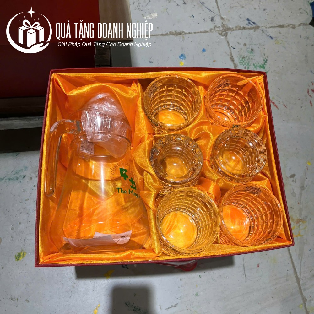 Bộ bình ly thủy tinh in logo