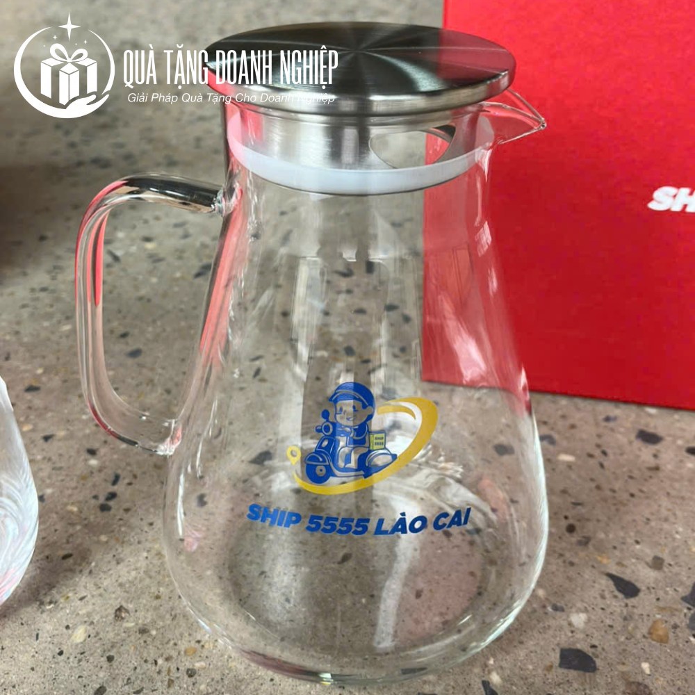 Bộ bình ly thủy tinh in logo