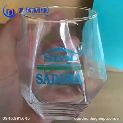 Bộ Bình Ly Thủy Tinh Kim Cương Quà Tặng Doanh Nghiệp In Logo Sadona
