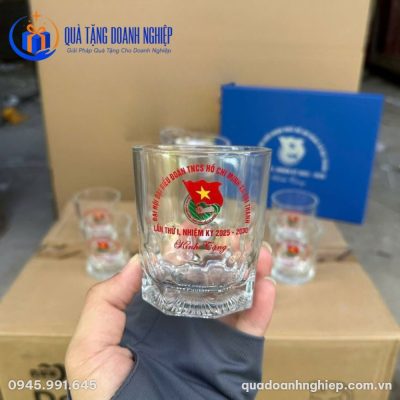 Bộ Bình Nước Và 6 Cốc Thủy Tinh In Logo Đại Hộp Quà Tặng Doanh Nghiệp