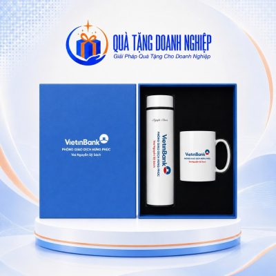 Bộ Giftset In Logo Quà Tặng Doanh Nghiệp Bình Giữ Nhiệt & Ly Sứ