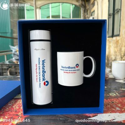 Bộ Giftset In Logo Quà Tặng Doanh Nghiệp Bình Giữ Nhiệt & Ly Sứ