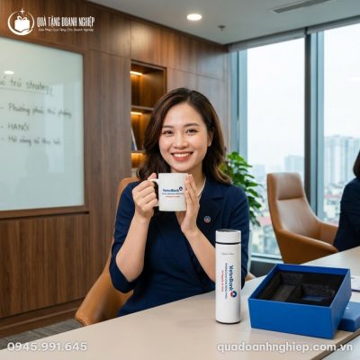 Bộ Giftset In Logo Quà Tặng Doanh Nghiệp Bình Giữ Nhiệt & Ly Sứ