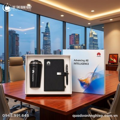 Bộ Giftset Quà Tặng Doanh Nghiệp In Logo 3 Món Màu Đen GS-07
