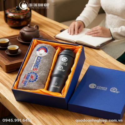 Bộ Giftset Quà Tặng Doanh Nghiệp In Logo Bình Giữ Nhiệt & Khăn Bông