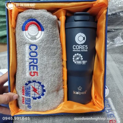 Bộ Giftset Quà Tặng Doanh Nghiệp In Logo Bình Giữ Nhiệt & Khăn Bông