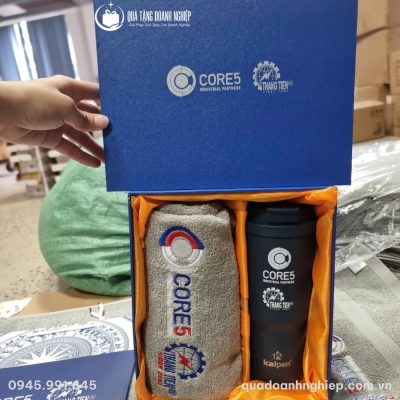 Bộ Giftset Quà Tặng Doanh Nghiệp In Logo Bình Giữ Nhiệt & Khăn Bông