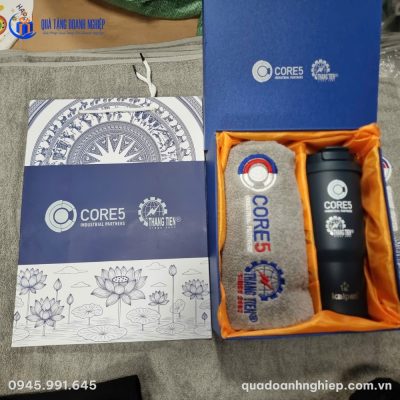 Bộ Giftset Quà Tặng Doanh Nghiệp In Logo Bình Giữ Nhiệt & Khăn Bông