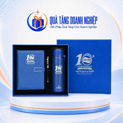 Bộ Giftset Quà Tặng Doanh Nghiệp In Logo Sổ Da, Bút Ký & Bình Giữ Nhiệt