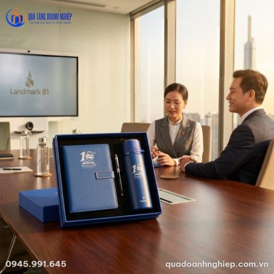 Bộ Giftset Quà Tặng Doanh Nghiệp In Logo Sổ Da, Bút Ký & Bình Giữ Nhiệt