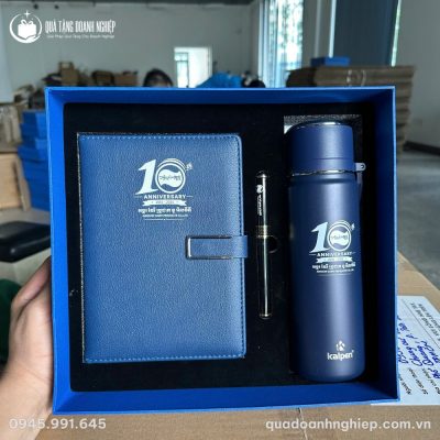 Bộ Giftset Quà Tặng Doanh Nghiệp In Logo Sổ Da, Bút Ký & Bình Giữ Nhiệt