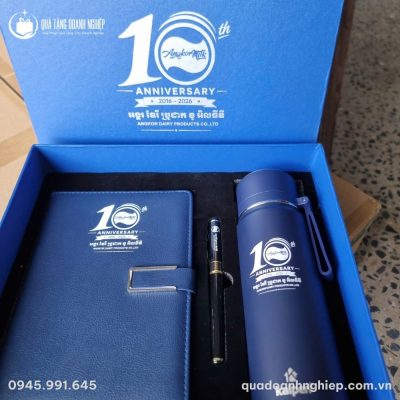 Bộ Giftset Quà Tặng Doanh Nghiệp In Logo Sổ Da, Bút Ký & Bình Giữ Nhiệt