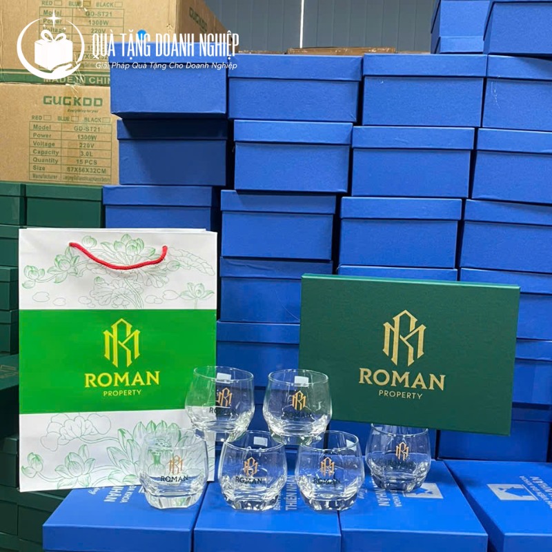 Bộ quà tặng cốc thủy tinh in logo