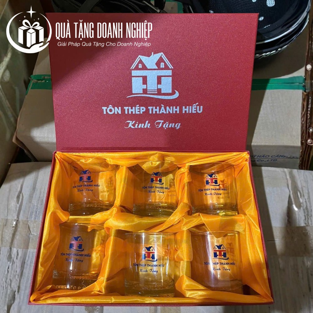 Bộ ly thủy tinh in logo