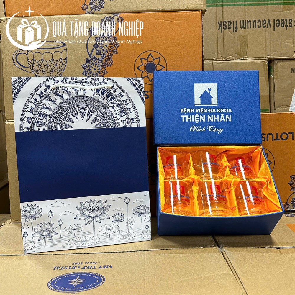 Bộ quà tặng cốc thủy tinh in logo