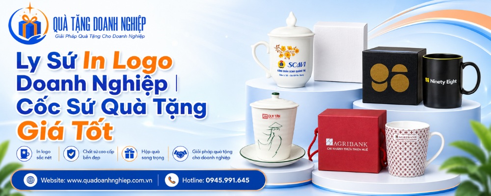Ly sứ in logo quà tặng