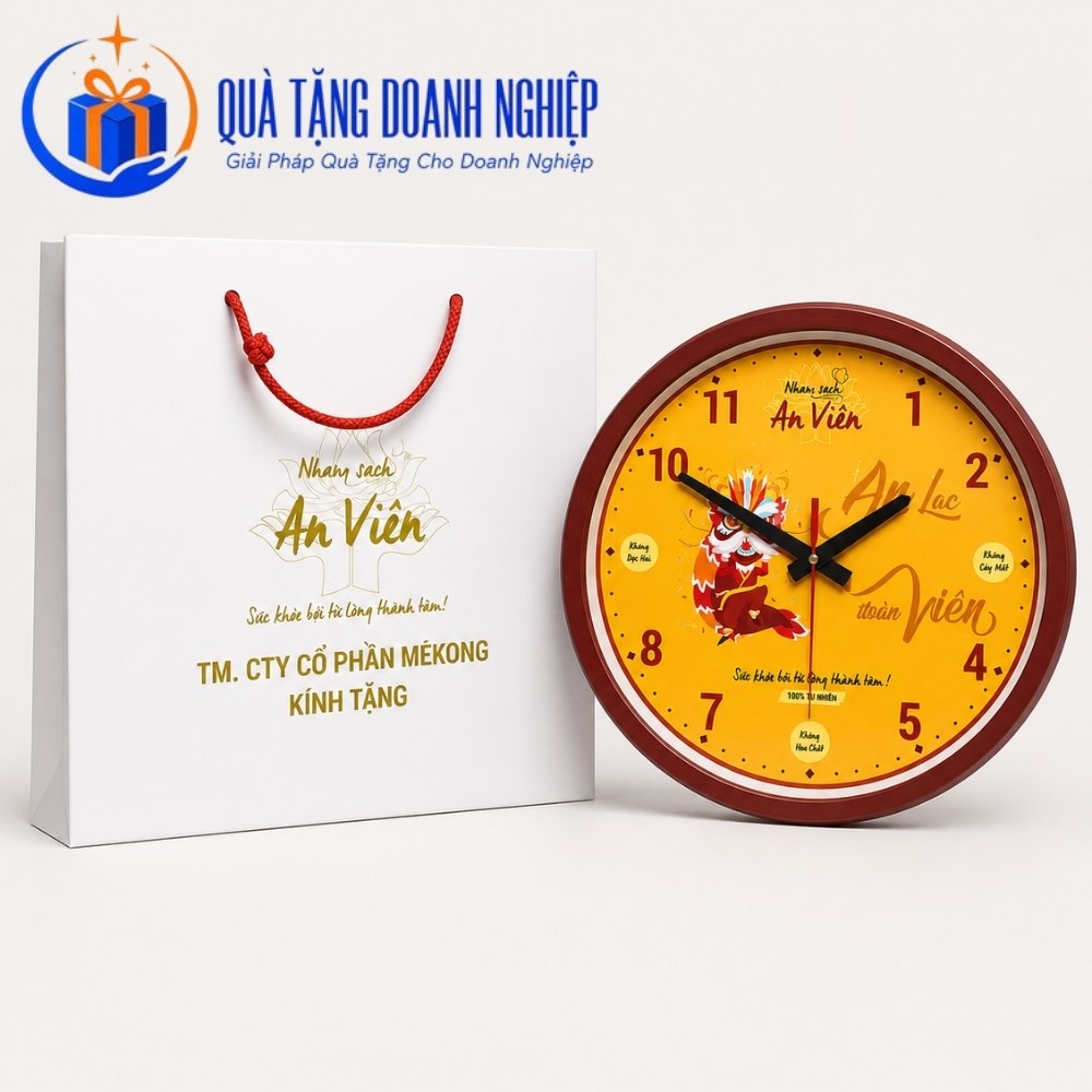 Đồng hồ treo tường in logo quà tặng