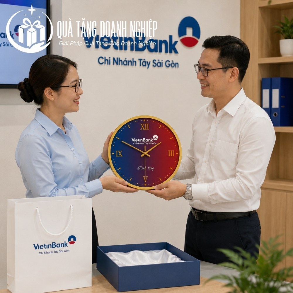 Đồng hồ treo tường in logo làm quà tặng