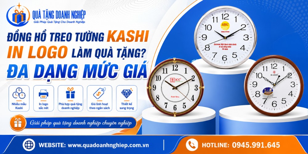Đồng hồ treo tường Kashi in logo làm quà tặng