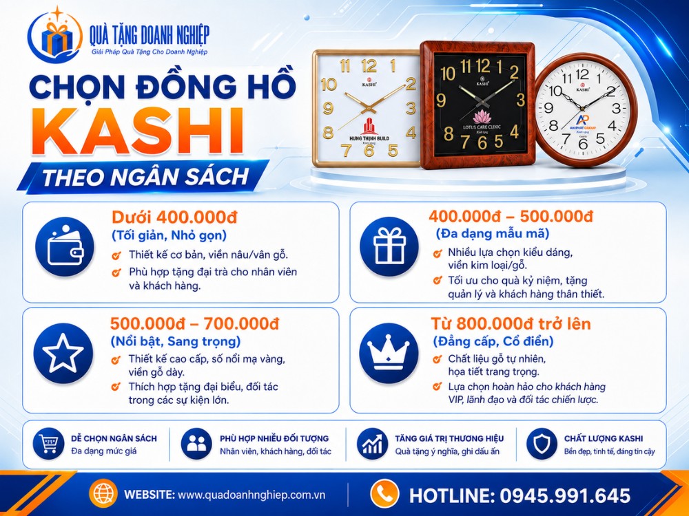 Lựa chọn đồng hồ Kashi quà tặng theo ngân sách