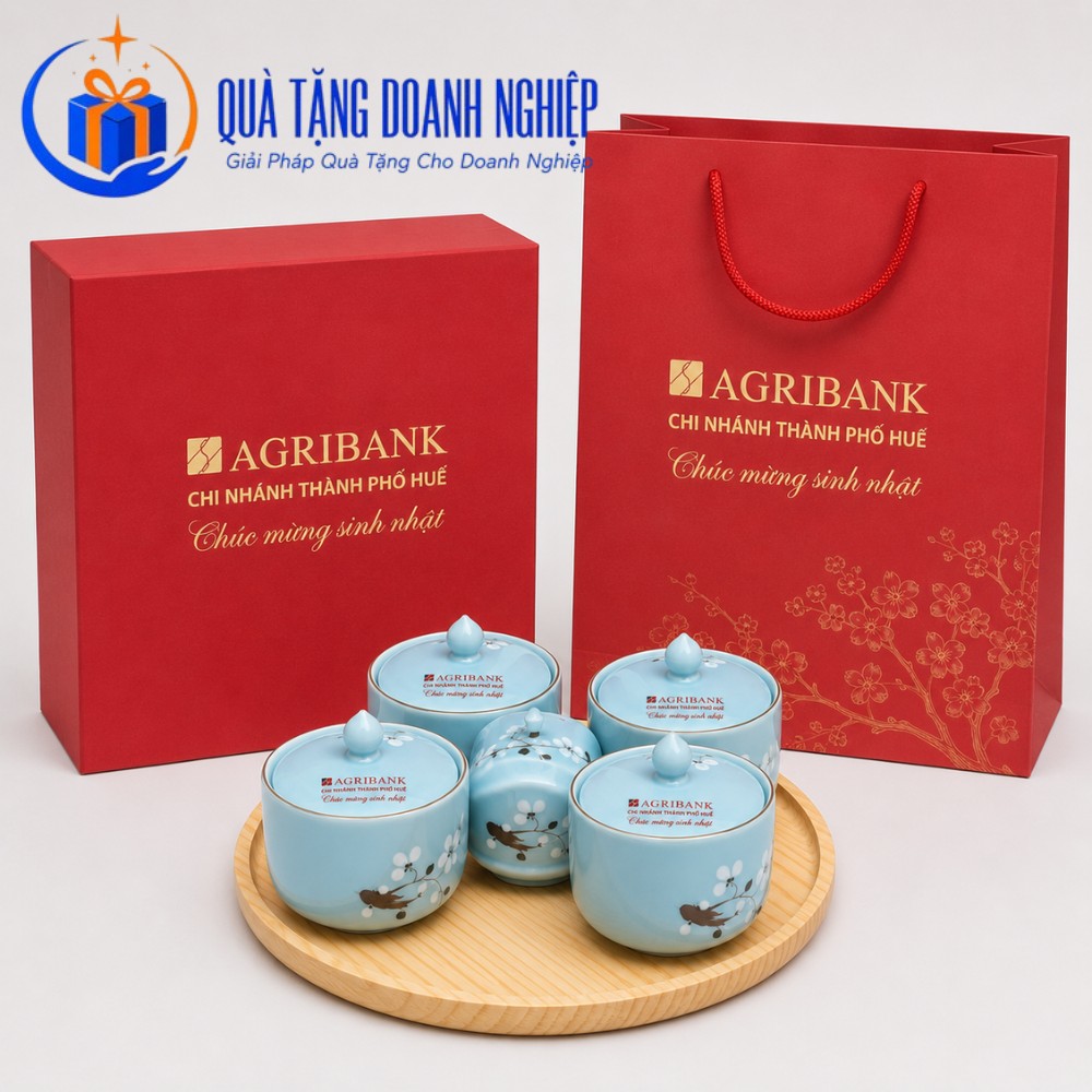 Bộ hũ mứt quà tặng in logo