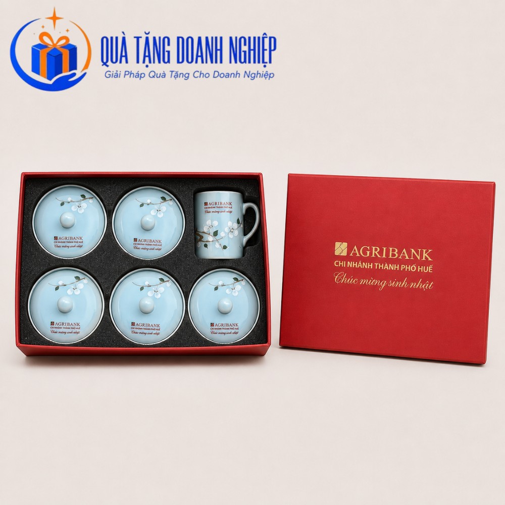 Bộ hũ mứt quà tặng in logo