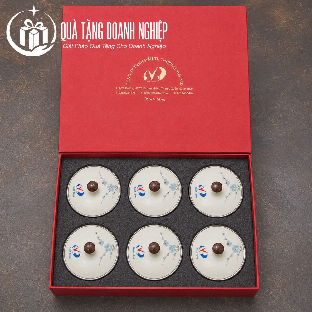 Bộ hũ mứt quà tặng in logo