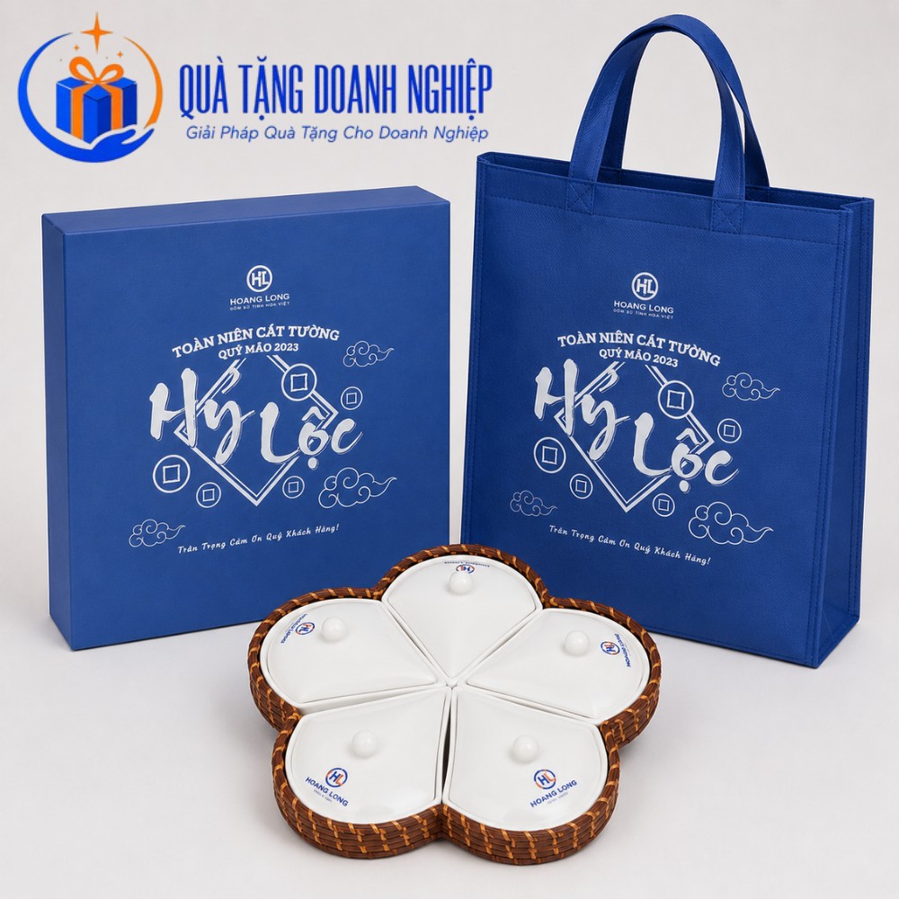 Bộ hũ mứt quà tặng in logo