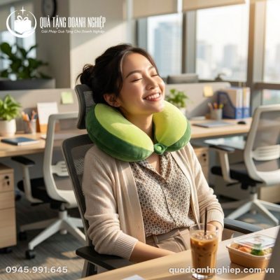 Gối Chữ U Hình Quả Bơ In Logo Quà Tặng Doanh Nghiệp