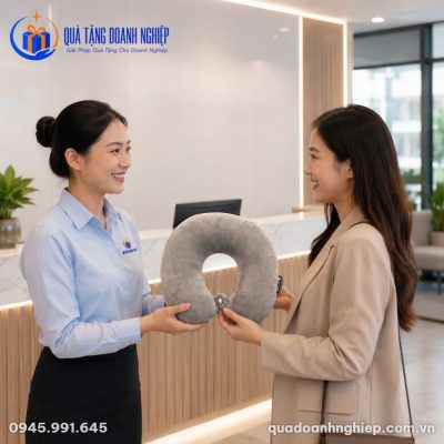 Gối Chữ U In Logo Màu Xám Quà Tặng Doanh Nghiệp