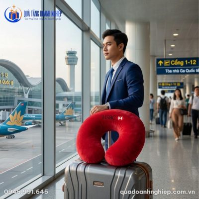 Gối Chữ U Màu Đỏ In Logo Quà Tặng Doanh Nghiệp